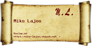 Miks Lajos névjegykártya